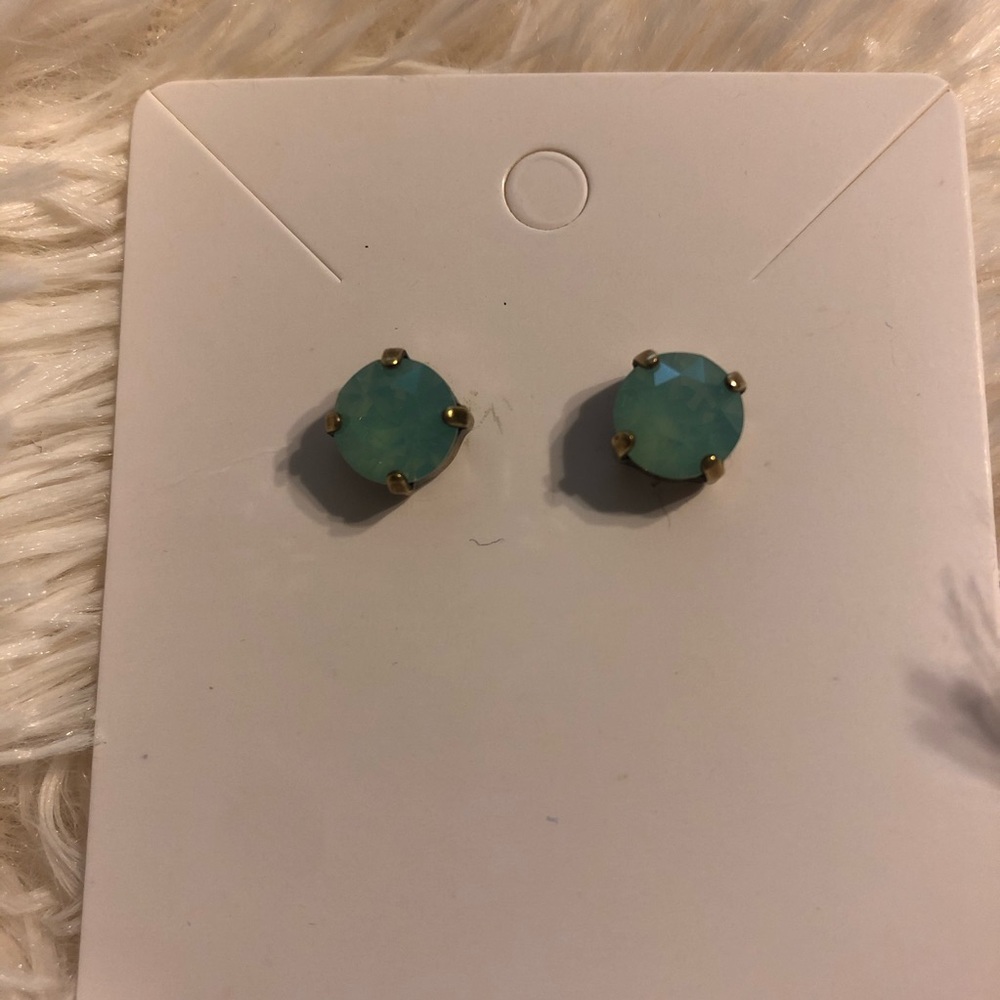 Francescas light green sparkly large stud earrings